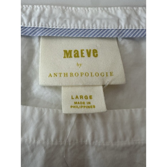 New Maeve Anthropologie Darla Poplin Swing Top Women's Large Short Sleeve Cotton - Picture 4 of 11